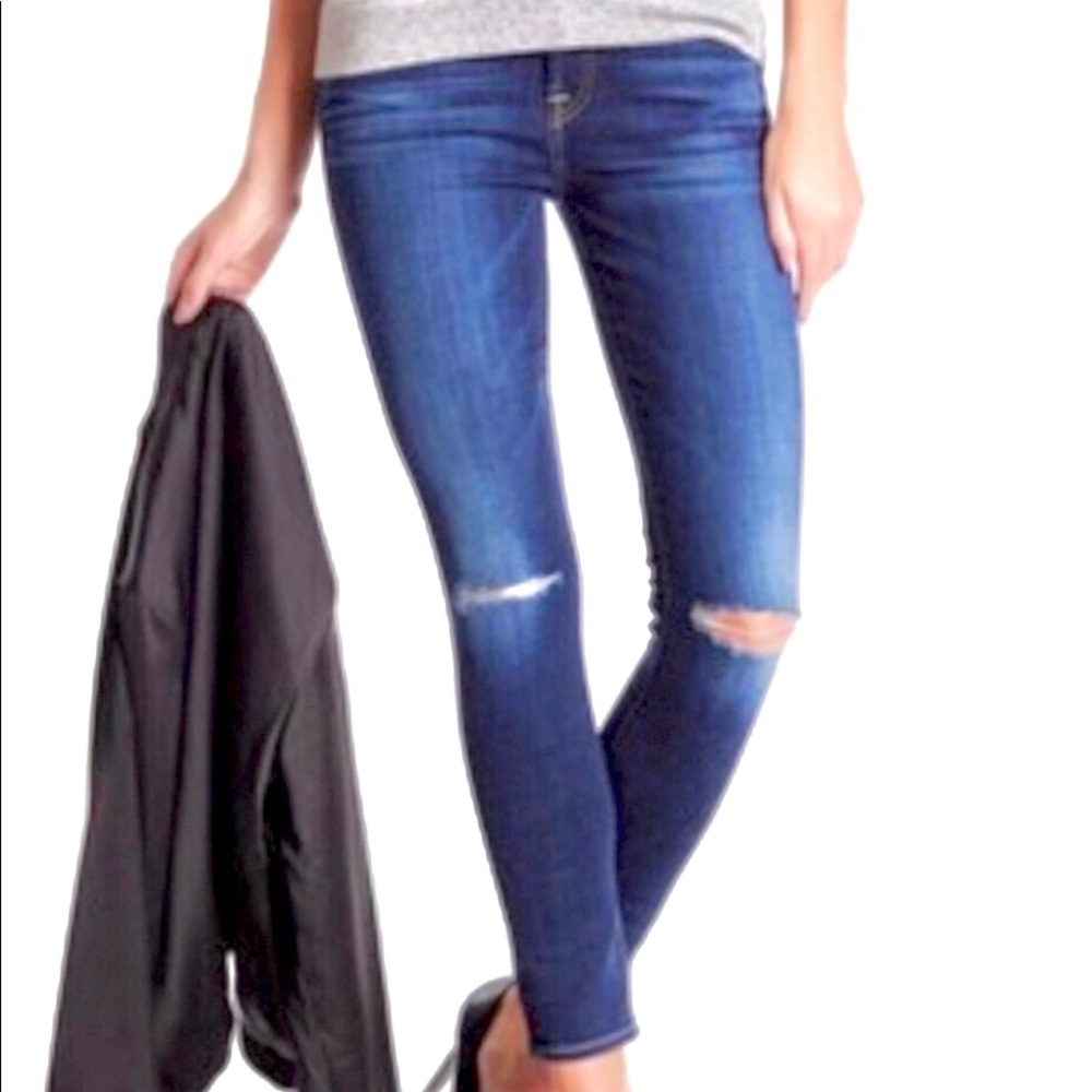 For All Mankind Distressed Ankle Skinny Stretch mid-rise Jeans Size 31